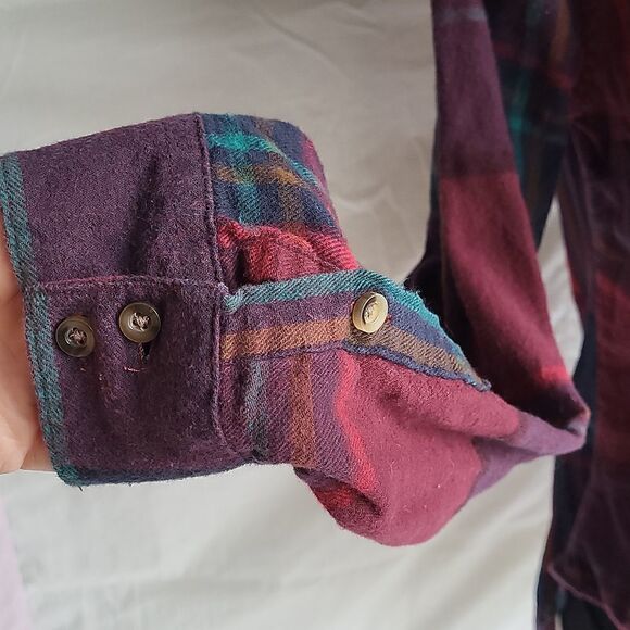 Miami Plaid Button Down Roll Tap Sleeve Shirt Size S - Picture 6 of 13